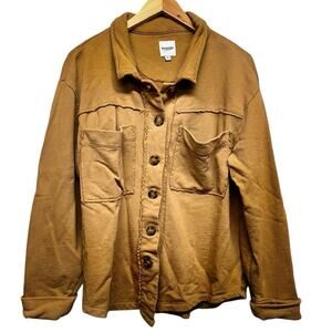 Nordstrom Rack Kensie Oversized Brown Raw Edge Button Front Shacket Size Large